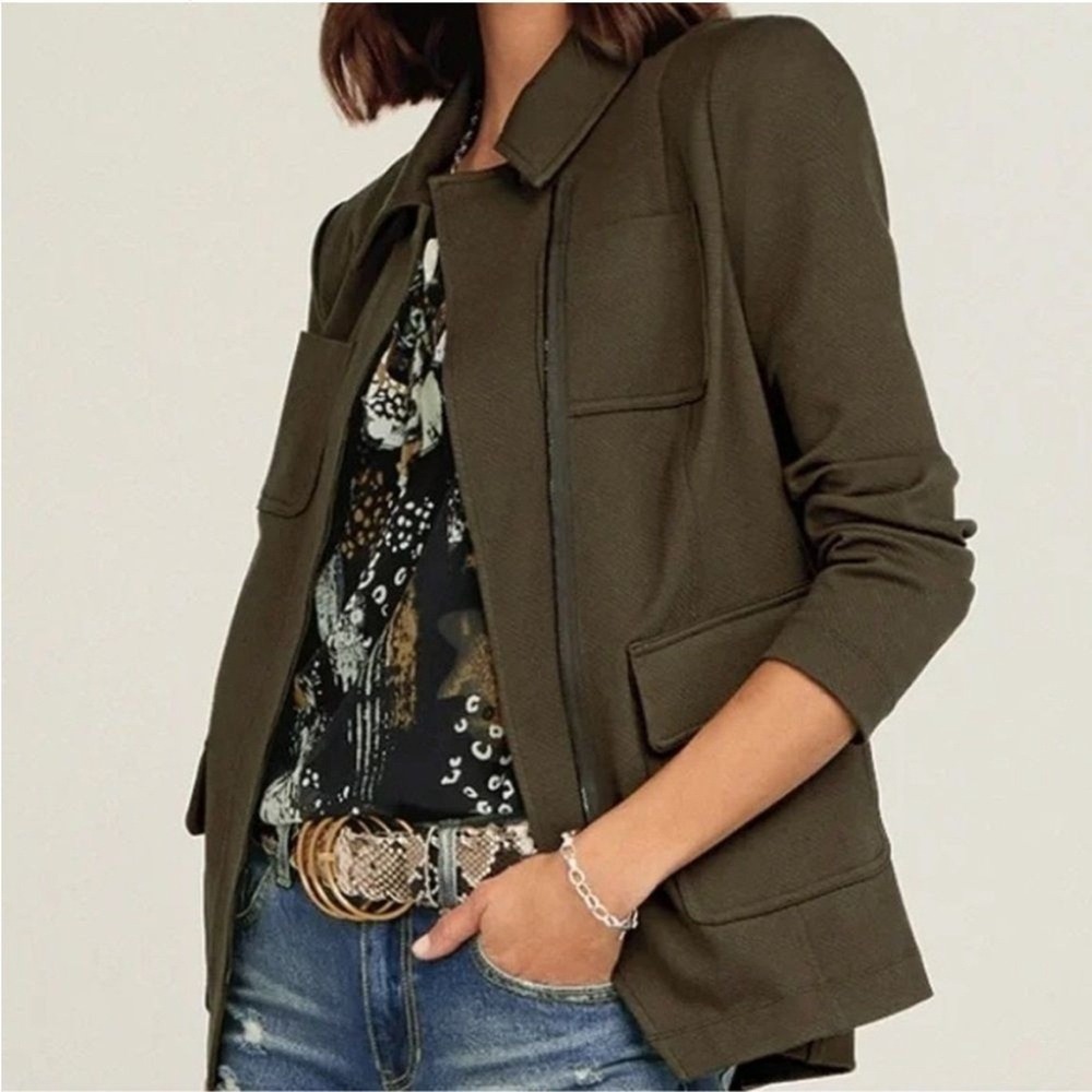 Cabi 4120 Olive Green Utility Jacket Academy Zip Small Womens